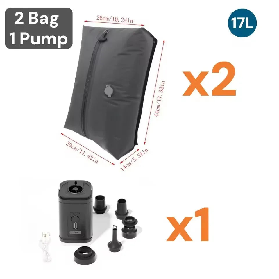 17L Vakuum-Kompressionsbeutel mit Luftpumpe, wiederverwendbare Aufbewahrungstasche für Kleidung, Reise-Kompressionsrucksack, Gepäcktasche