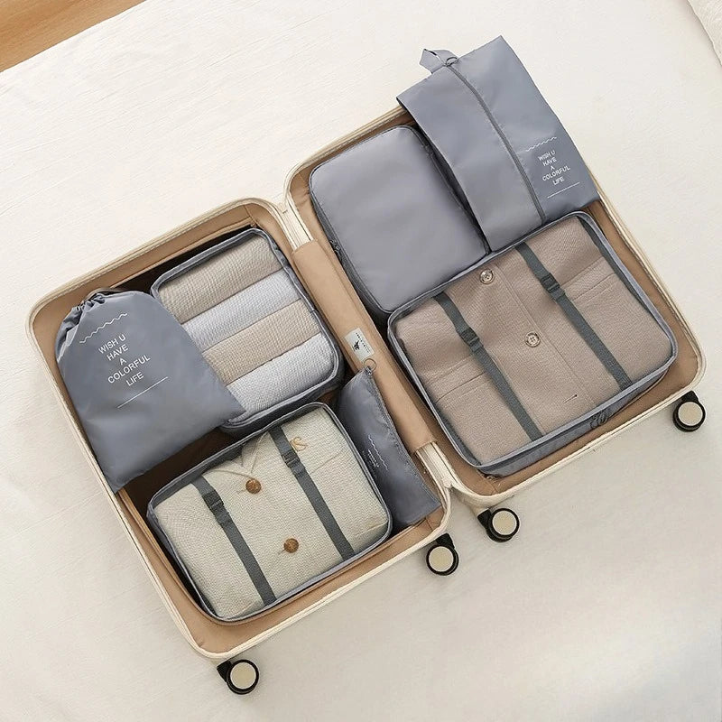 7 Teile/Satz Reise Tasche, Reise Gepäck Organizer Taschen, Kulturbeutel für Schuh/ Kleidung und Unterwäsche Sortierung Tasche