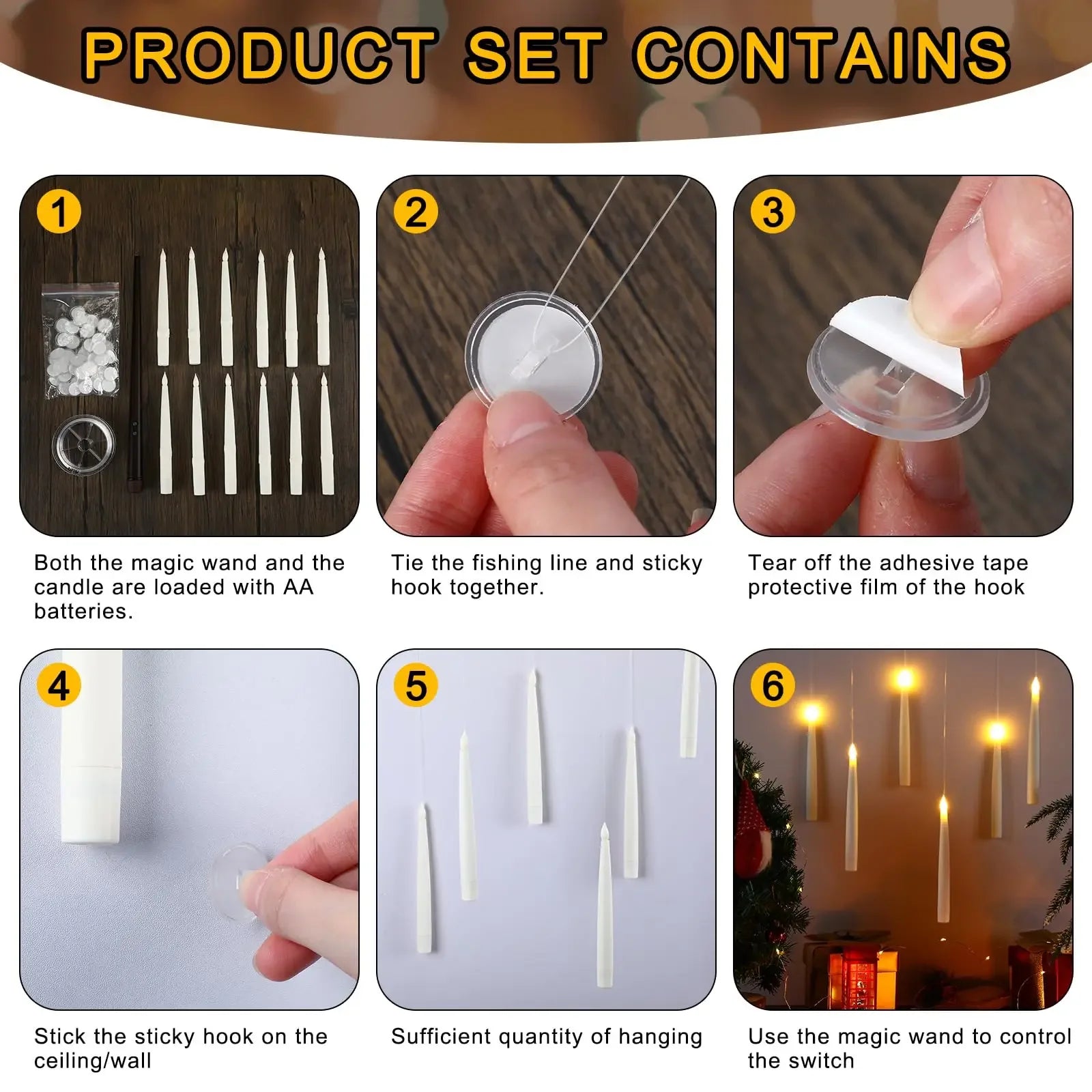 10–200 Stück schwimmende Kerzen mit Zauberstab, flackerndes warmes Licht, LED-flammenlose Kerzen, Stabkerzen für Weihnachten/Hochzeit/Party