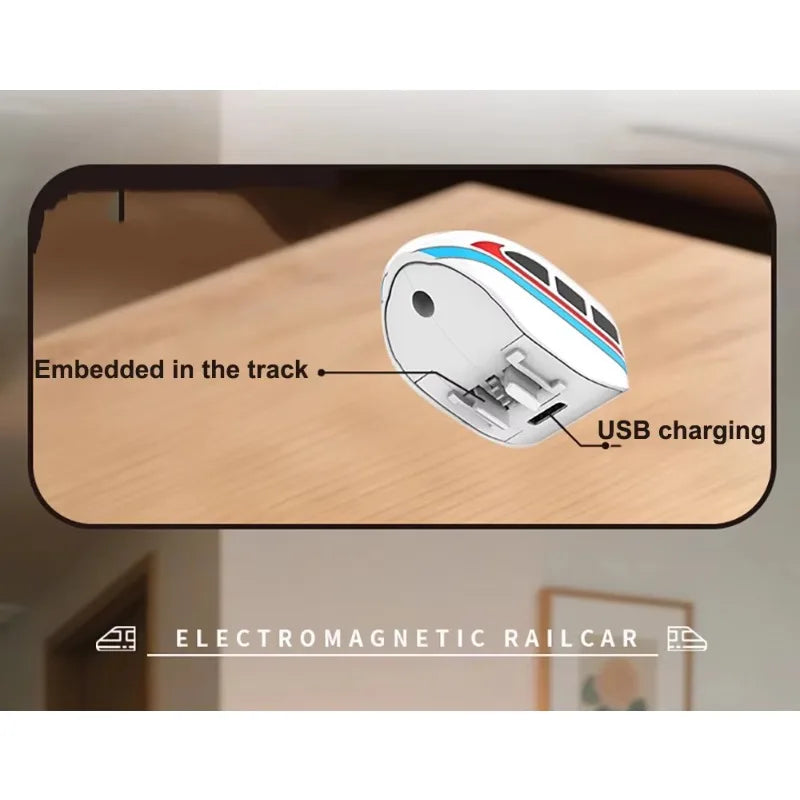 2025 Neuer DIY Magic Rail Cube Elektromagnetischer USB-Ladezug, Schienenfahrzeug-Anbau, Kinder-Slot-Spielzeug 55 Stück
