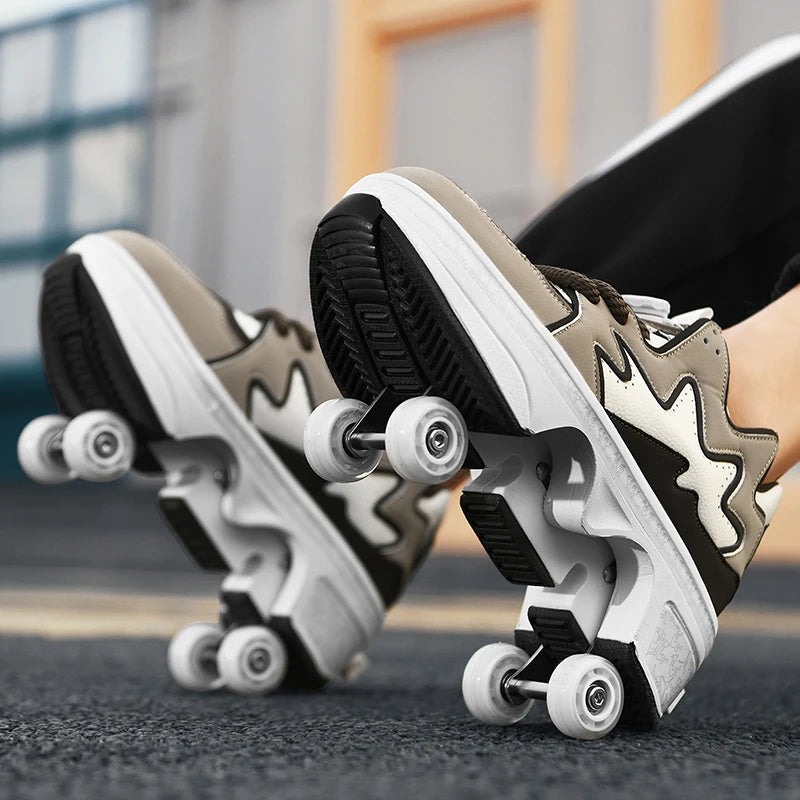 Kinder-Rollschuhe mit Allradbremsen, neue Leder-Rollerblades für Kinder