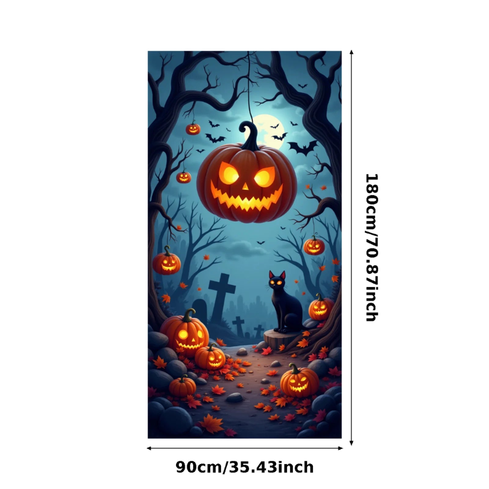 Event-Banner, bunter Druck, Kürbis-Laternen-Banner, Kürbis-Banner, Halloween-Party, Feiertagsfeier, gruselige Tür-Banner-Abdeckung