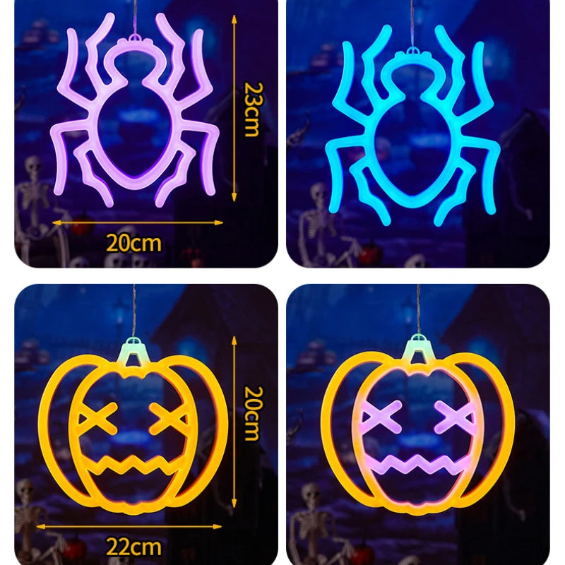 Halloween Fenster Lichter, Home Indoor LED Kürbis Spinne Geist, LED Decor Lampe 2024, Halloween Party, Hängende Dekoration, Kinder Gefälligkeiten