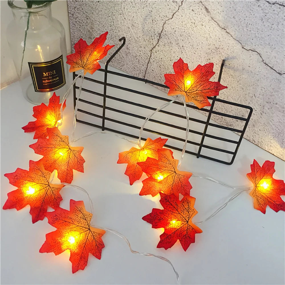 2/3/6M Halloween LED Lichterkette, Künstliche Ahornblatt Laternengirlande, Halloween Weihnachten Thanksgiving Day Heimdekorationen