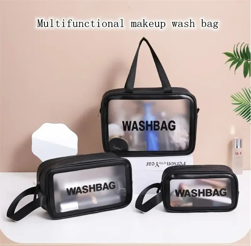 Wasserdichte tragbare Reise-Kulturtasche für Damen, transparent, Make-up-Aufbewahrungstasche, große Kapazität, Kosmetik-Organizer, Schönheitstasche für Damen