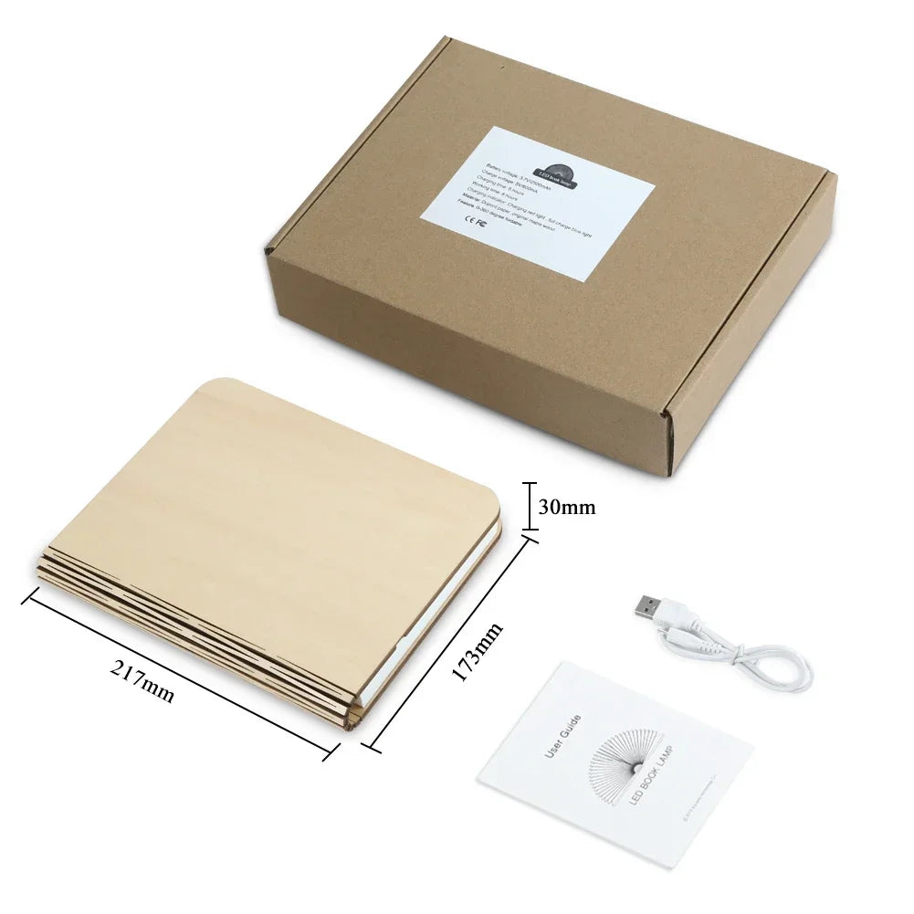 3D Holz Faltbare LED Buch Nachtlicht 3 / 5 Beleuchtung Farben 5V