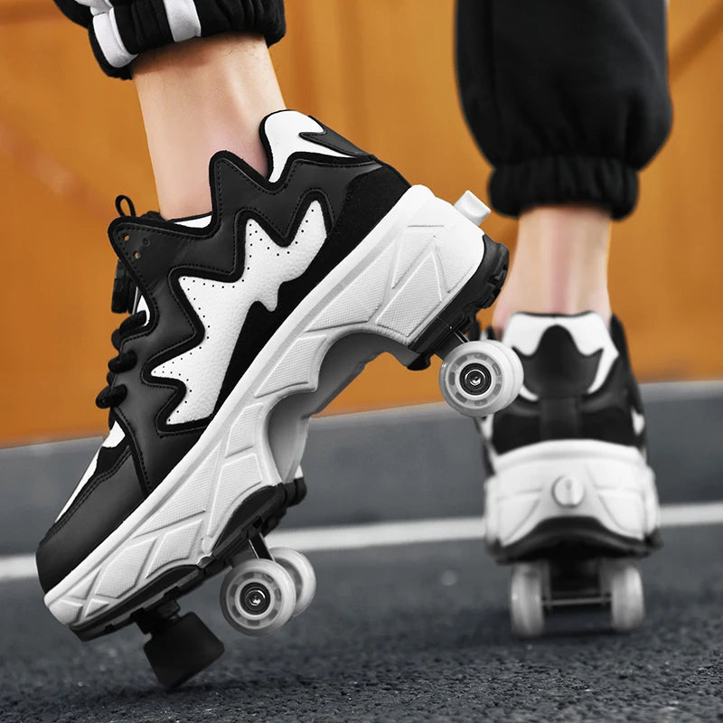 Kinder-Rollschuhe mit Allradbremsen, neue Leder-Rollerblades für Kinder