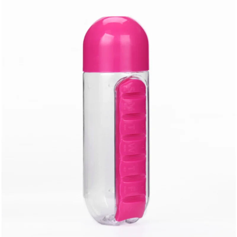 2 in 1, 600 ml 7 Fächer Medizinbox Wasserbecher