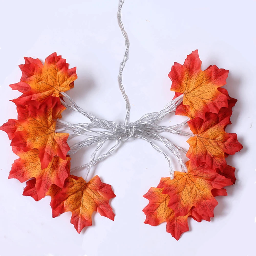 2/3/6M Halloween LED Lichterkette, Künstliche Ahornblatt Laternengirlande, Halloween Weihnachten Thanksgiving Day Heimdekorationen