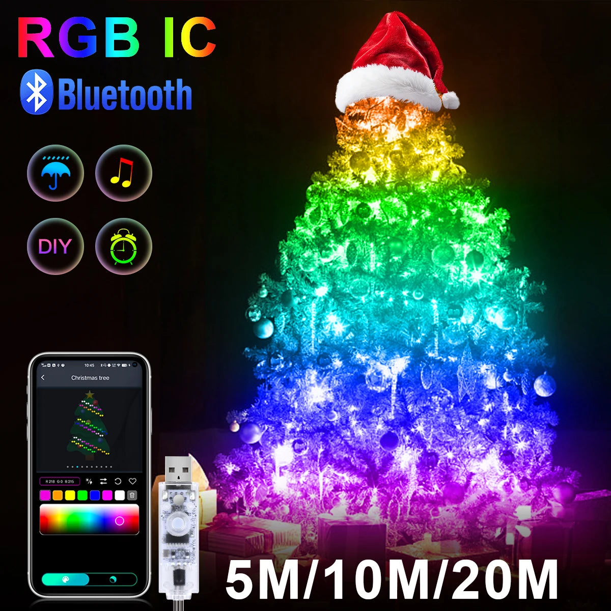 Drahtlose Bluetooth-APP-Steuerung Pixel USB-LED-Lichterkette