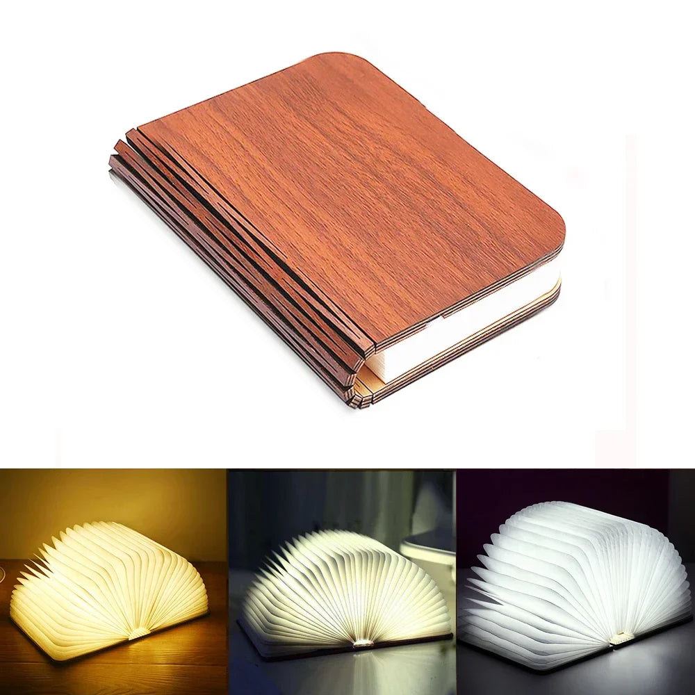 3D Holz Faltbare LED Buch Nachtlicht 3 / 5 Beleuchtung Farben 5V