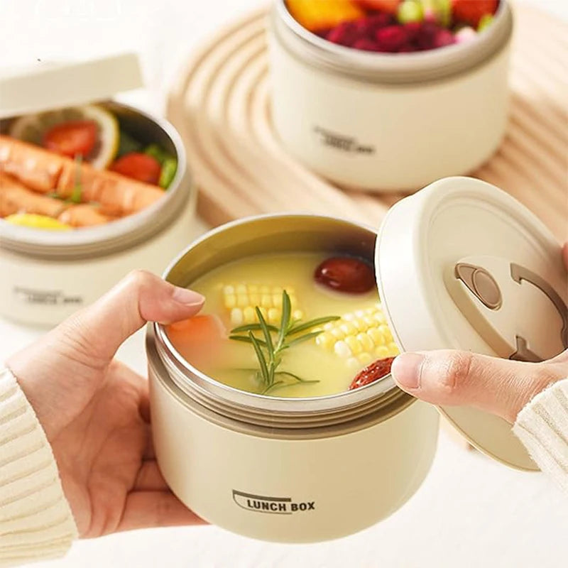 Tragbares, isoliertes Lunchbehälter-Set für Lebensmittel mit Thermo-Lunchbox, 3 separate stapelbare Lunchbehälter für Erwachsene und Kinder
