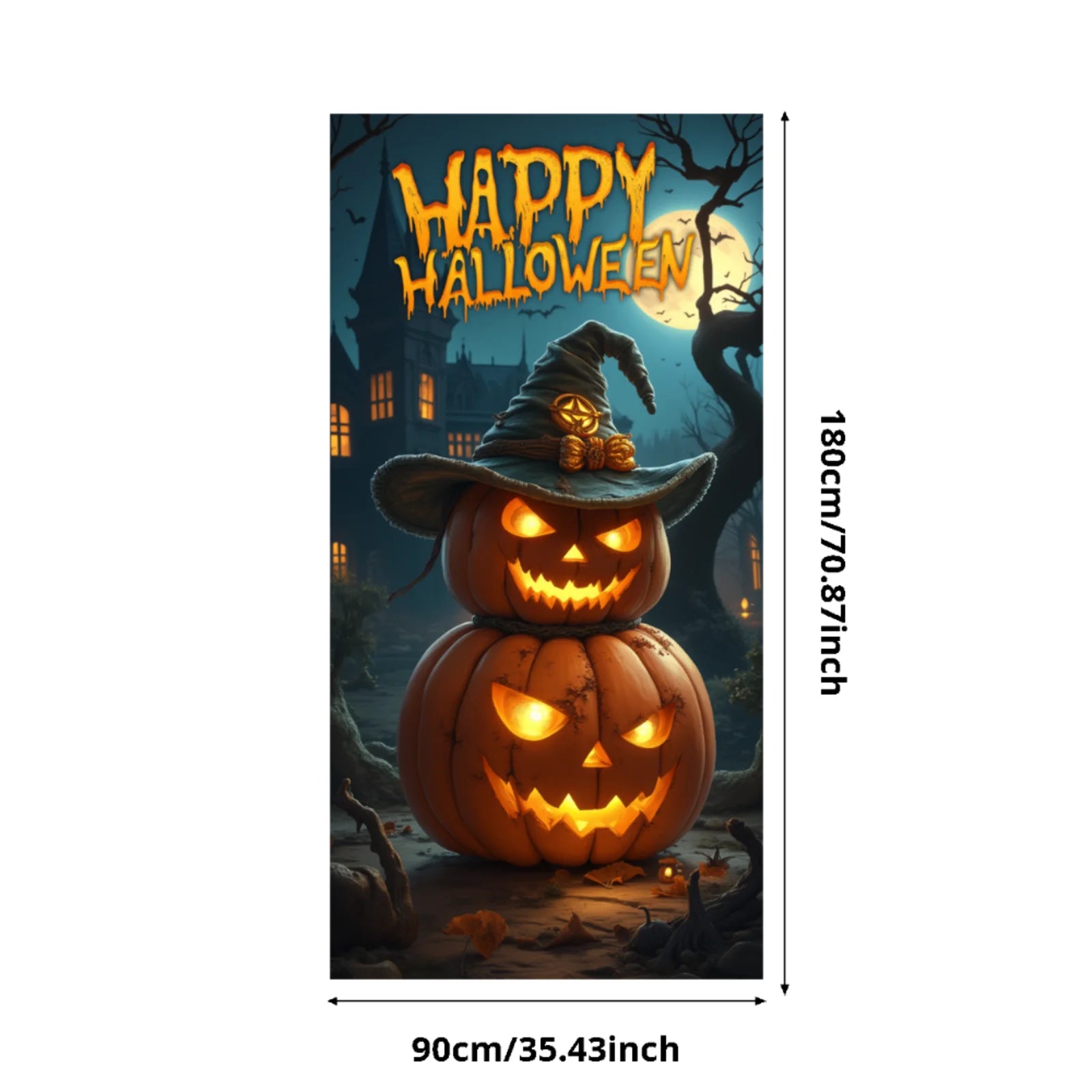 Event-Banner, bunter Druck, Kürbis-Laternen-Banner, Kürbis-Banner, Halloween-Party, Feiertagsfeier, gruselige Tür-Banner-Abdeckung