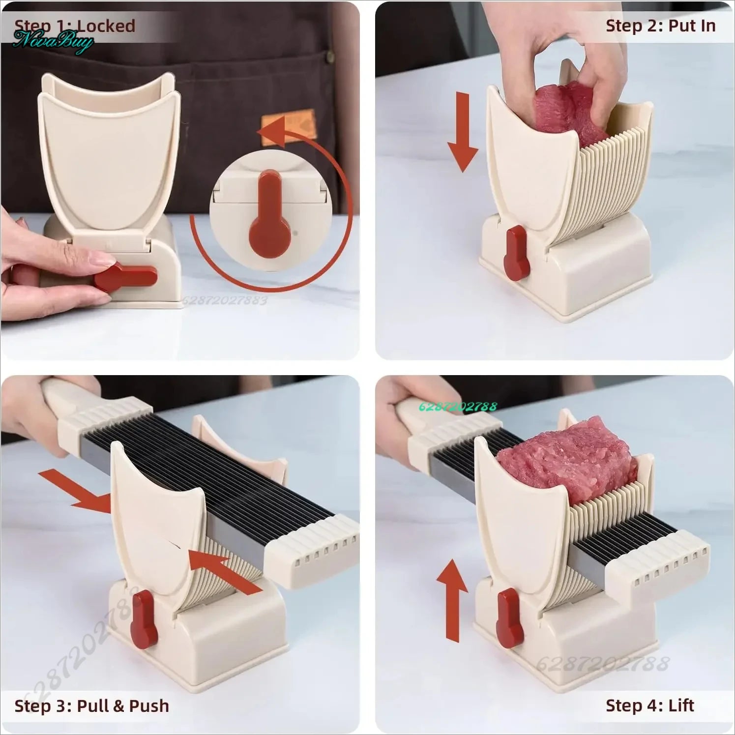 Fleischschneider, Hackmesser, Küchenmesserset zum Fleischschneiden, Zerkleinern, manueller Frischfleischschneider, Lebensmittelschneider für Rindfleisch