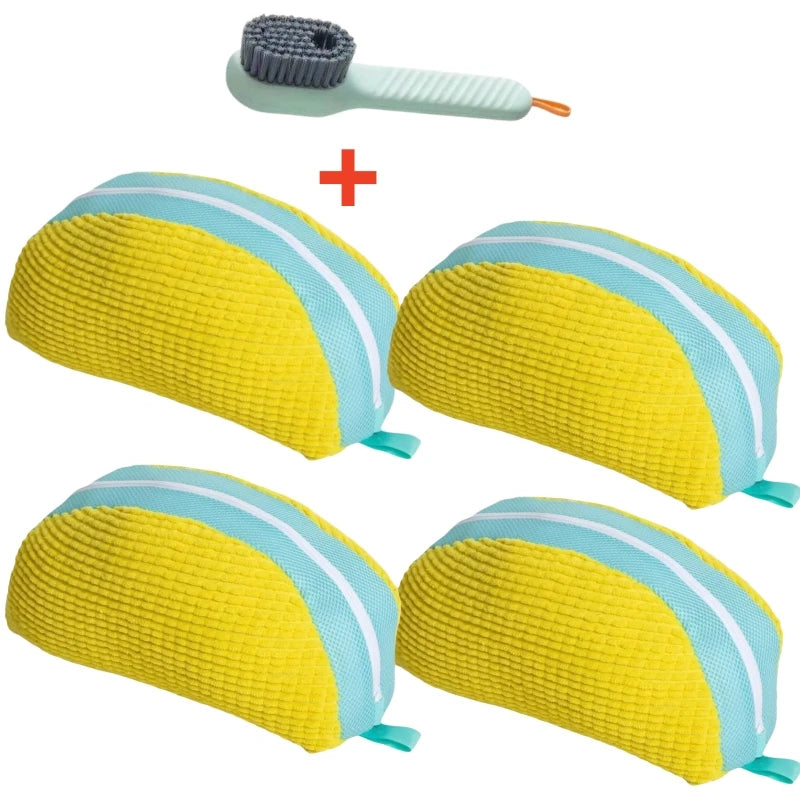 1/2/4-teiliger Schuhwaschbeutel mit flüssigem Schuhbürsten-Set