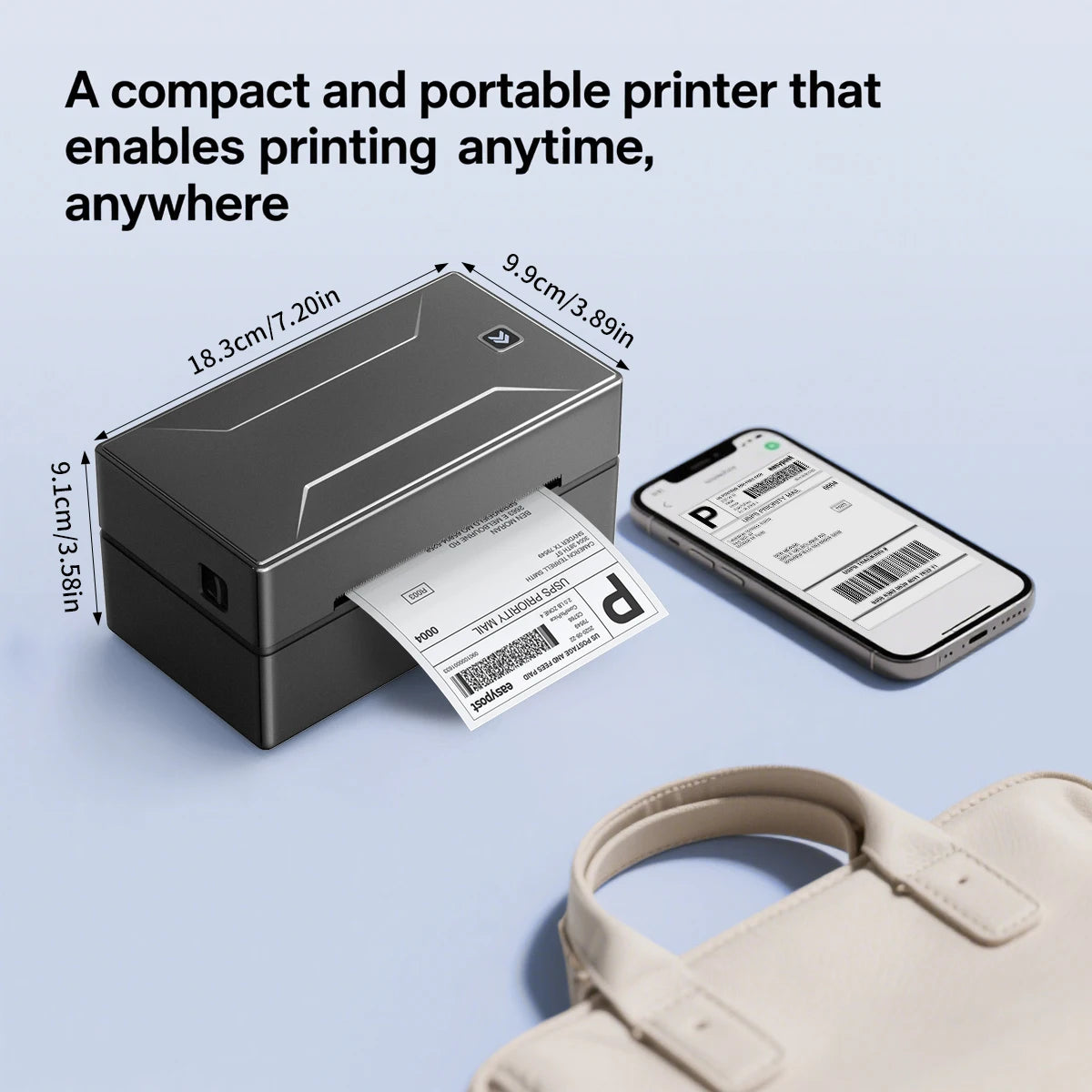 Bluetooth-HD-Drucker D100, Schwarz, tragbarer Thermo-Etikettendrucker für kleine Versandetiketten, kompatibel mit iPhone, Android, Mac, Windows