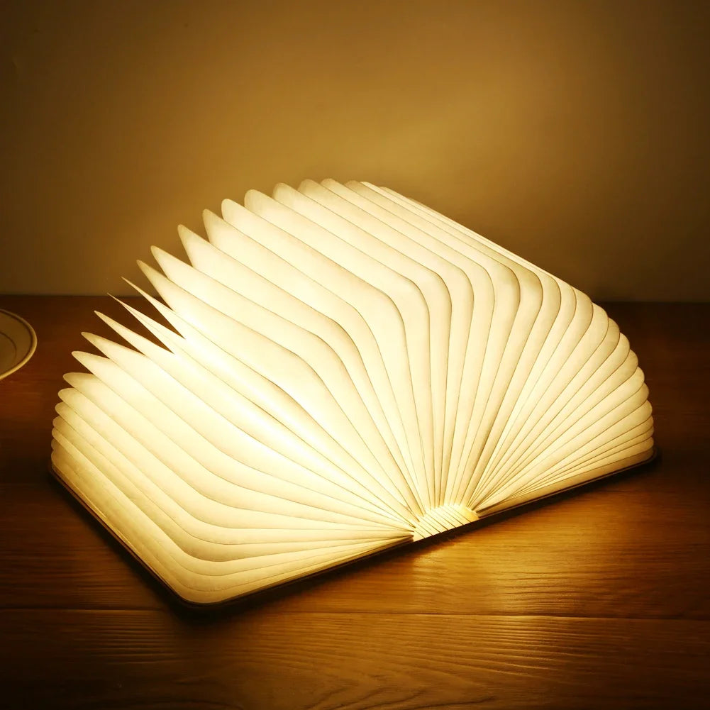 3D Holz Faltbare LED Buch Nachtlicht 3 / 5 Beleuchtung Farben 5V