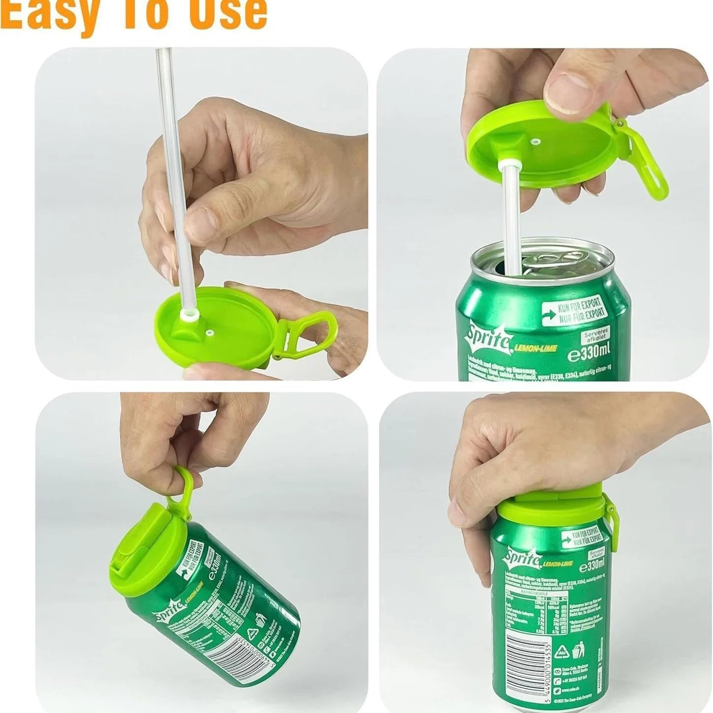 Multi-Color Beverage Can Opener Set with Protective Cover And Straw