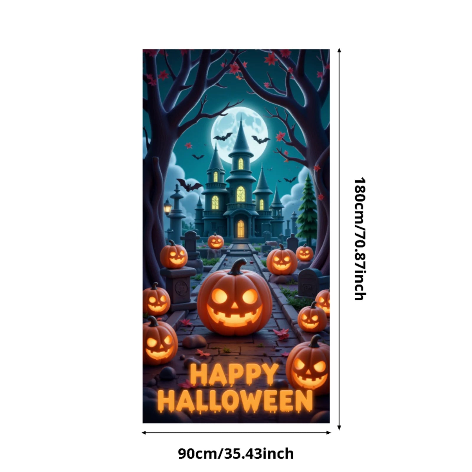 Event-Banner, bunter Druck, Kürbis-Laternen-Banner, Kürbis-Banner, Halloween-Party, Feiertagsfeier, gruselige Tür-Banner-Abdeckung