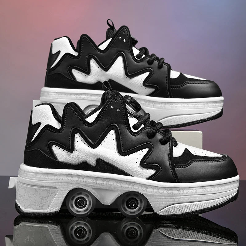 Kinder-Rollschuhe mit Allradbremsen, neue Leder-Rollerblades für Kinder