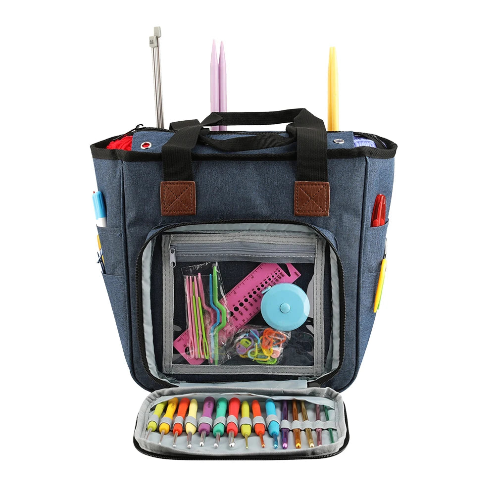 KOKNIT Strick-Tragetasche, Garn-Aufbewahrungstasche für Stricknadeln, Häkelnadeln und Nähzubehör, DIY-Nähset-Tasche für Mamas
