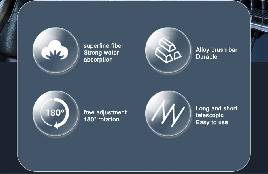 SEAMETAL Auto-Windschutzscheiben-Reinigungsbürste, Fensterglas, sauberer Wischer, skalierbarer langer Griff, kratzfrei, weiches Waschtuch, Waschwerkzeug