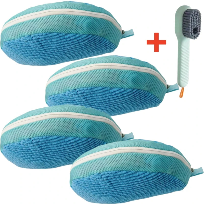 1/2/4-teiliger Schuhwaschbeutel mit flüssigem Schuhbürsten-Set