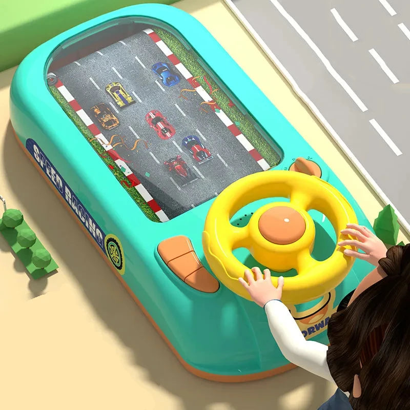 Kinder-Lenkrad-Fahrspielzeug Dodge-Fahrzeug, elektronisches Simulations-Abenteuerspiel mit Musik-Soundeffekten
