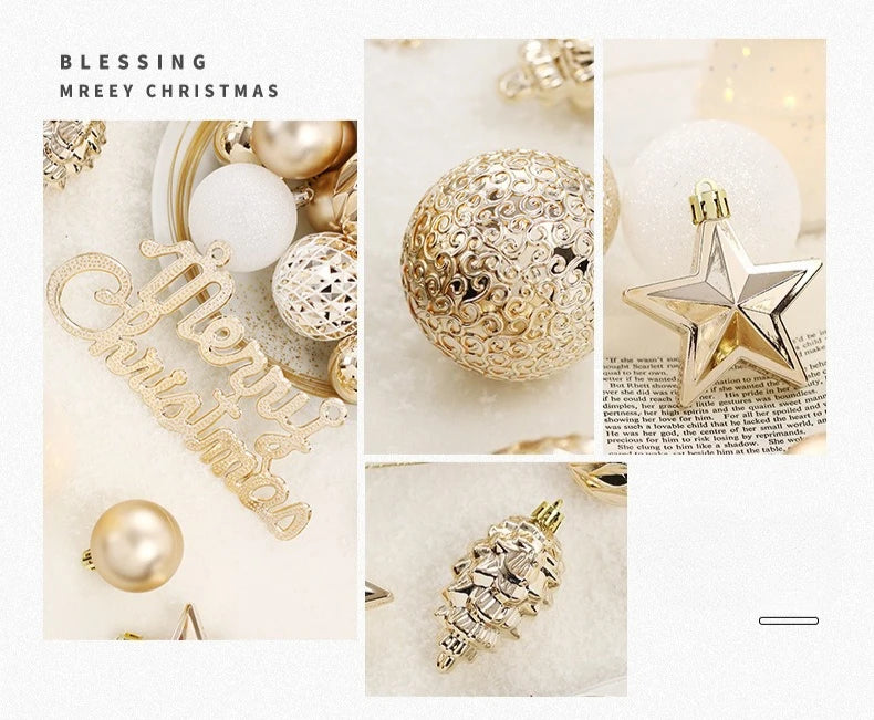65PCS Champagner Gold Weihnachtskugel Dekorationen Matt Glänzend Wasser Welligkeit Design Weihnachtskugeln Weihnachtsbaum DIY Dekorationen