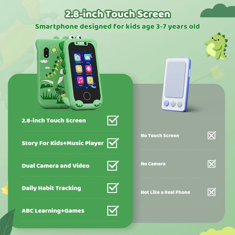 Intelligentes Spielzeugtelefon für Kinder, Touchscreen-Spieltelefon für Kleinkinder, MP3-Musik-Player mit Dual-Kamera für Mädchen und Jungen, Weihnachts- und Geburtstagsgeschenke