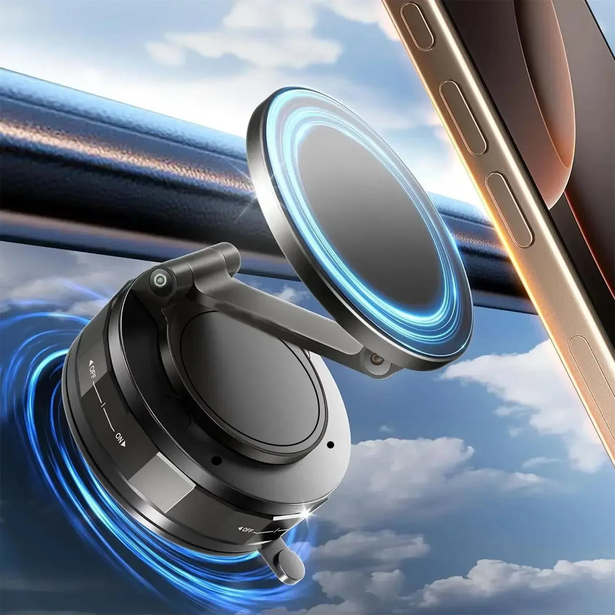 Vakuum-Magnet-Telefonhalter, Magsafe-Saugnapf-Telefonhalter, 360 ° verstellbarer magnetischer Telefonhalter, faltbar im Taschenformat