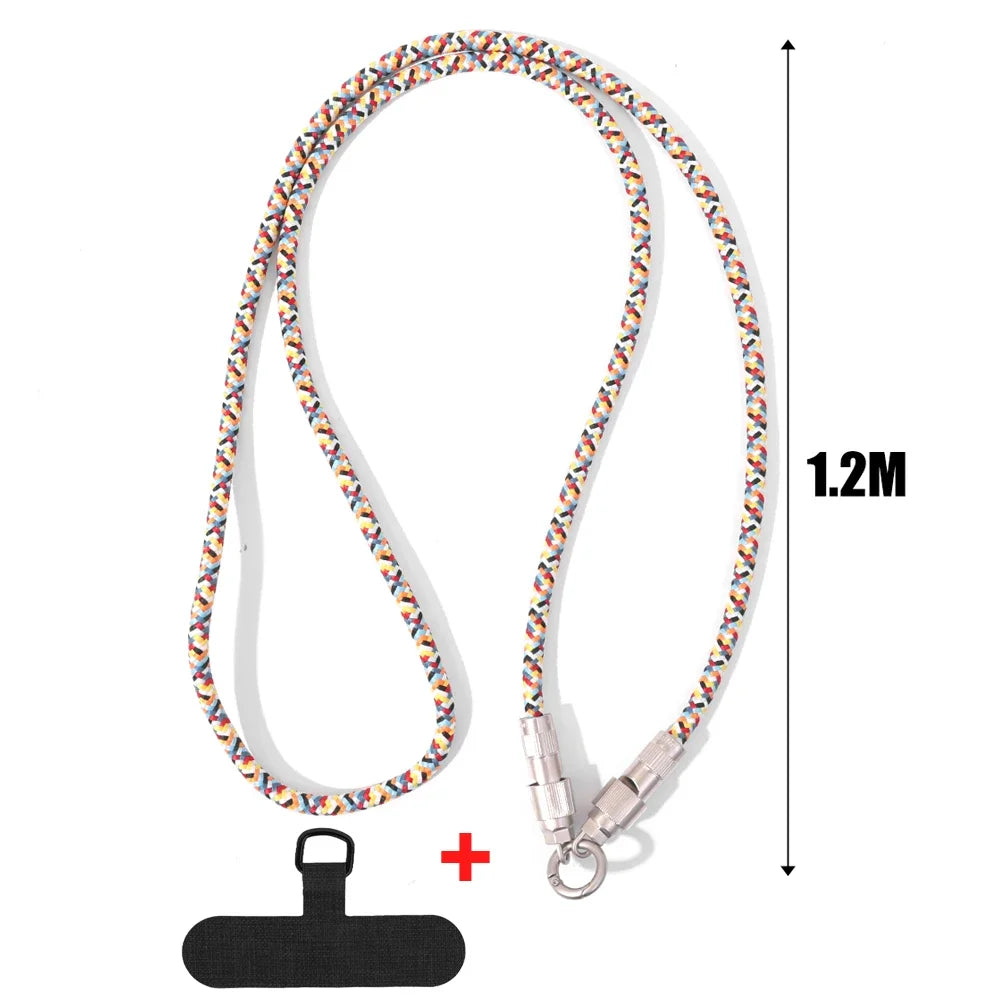 2-in-1-Handy-Lanyard und 60-W-Schnellladekabel Typ C, Dual-USB-C-Datenkabel, Crossbody-Halsseil-Armband für iPhone Mi