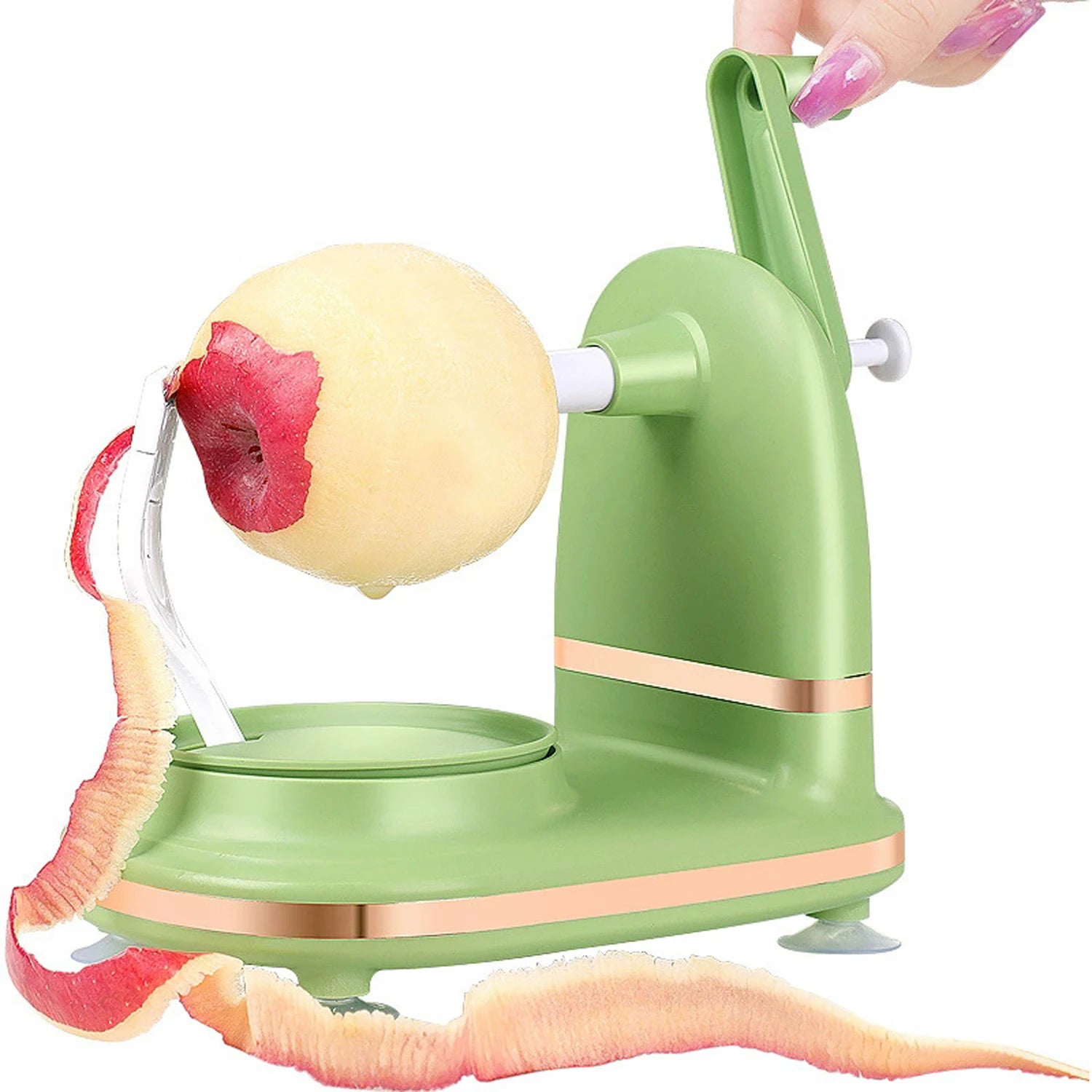 3-in-1-Handkurbel-Rotations-Obst-/Gemüseschäler, Edelstahlklingen, Apfelschneider, Haushaltsschälmaschine, Küchenhelfer