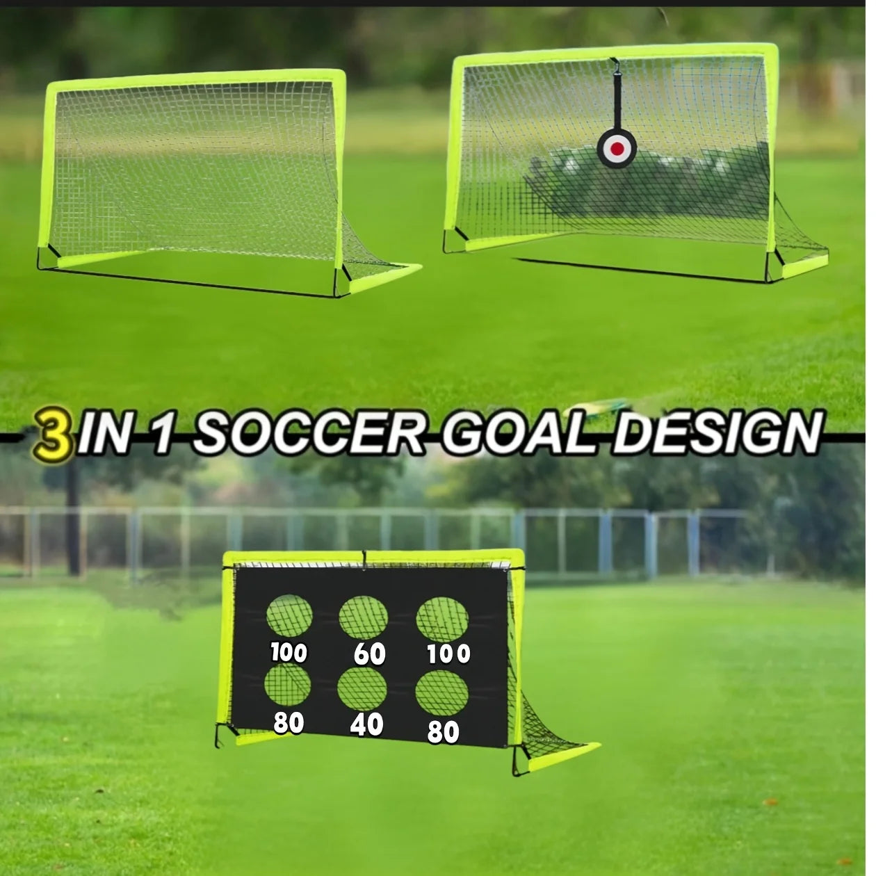 Tragbare Pop-up-Fußball-Target-Trainingsausrüstung mit verschiedenen Konfigurationsmodi; Torset geeignet für Outdoor-Sportarten; Fußball