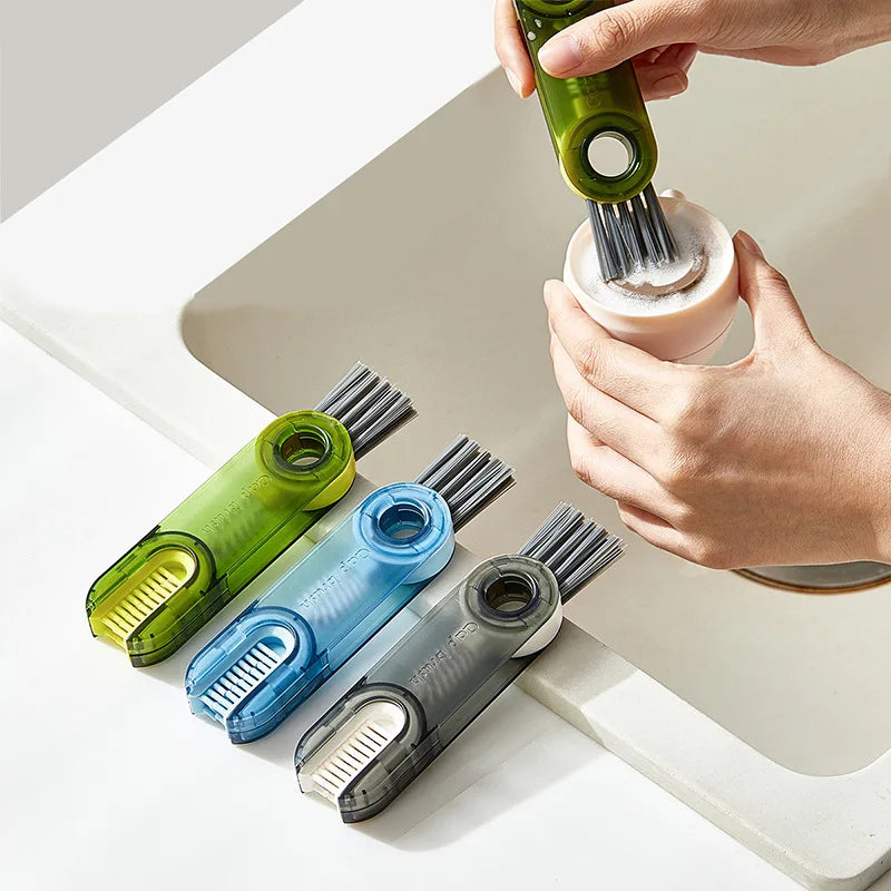 1 Stück Lamgool 3-in-1-Flaschenspalt-Reinigungsbürste, multifunktionale Bürste, Becher-Fugenreinigungswerkzeuge, Mini-Silikon-Becherhalter-Reiniger