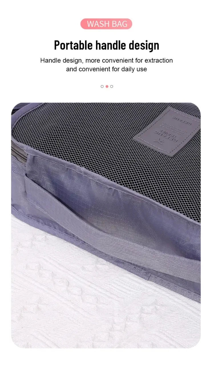 6 Teile/Satz, Rosa/Blau/Grau Reise Tasche, Große Kapazität, Wasserdichte Gepäck, Kleidung/ Unterwäsche Tasche, Tasche mit Zipper
