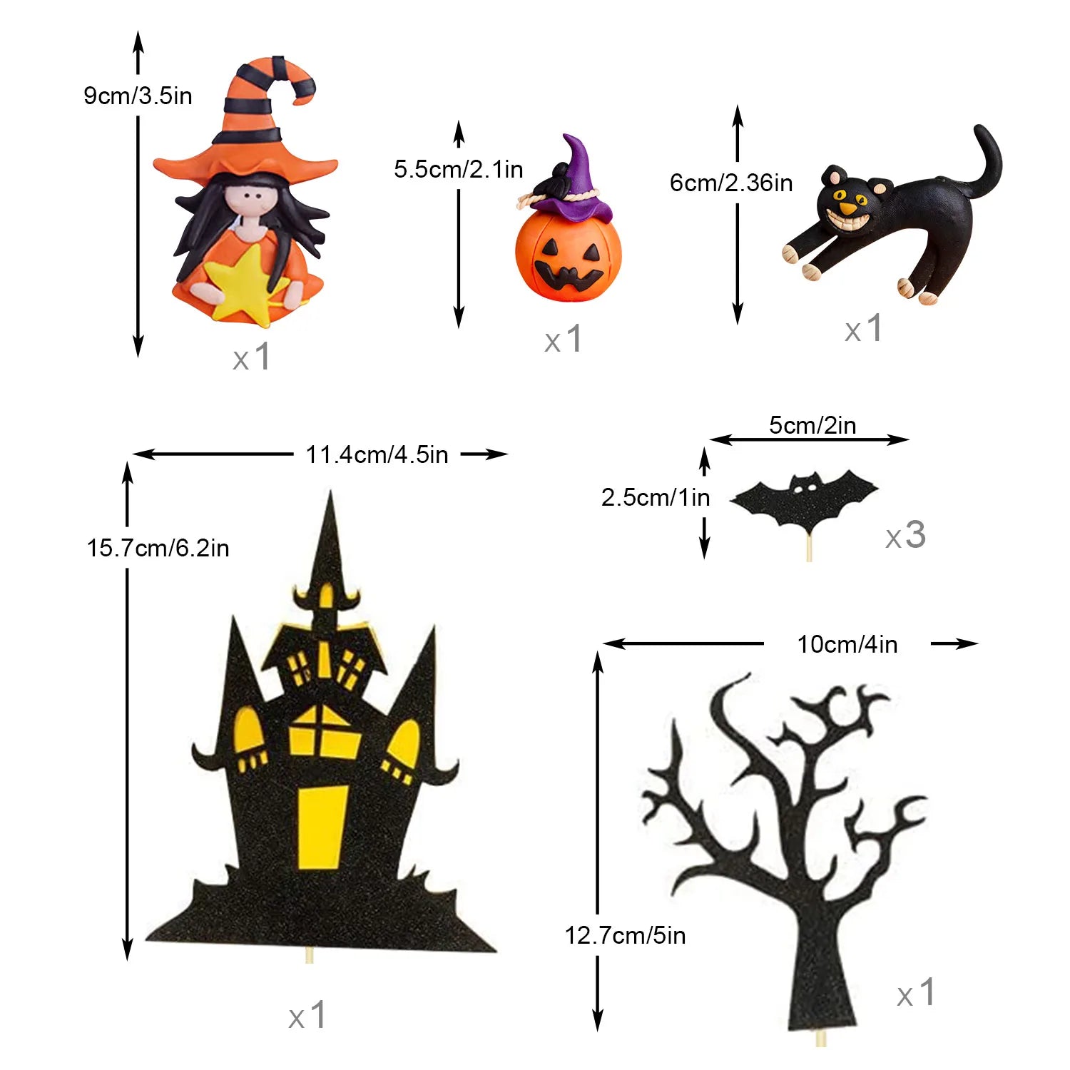 8 stücke Halloween Kuchen, Topper Spukhaus Kürbis, Mädchen Fledermaus, Schwarze Katze Cupcake topper für Wizard Party, Ghost Party, Spider Party