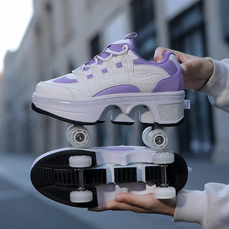 Kinder-Rollschuhe mit ausziehbarer Vierradunterstützung