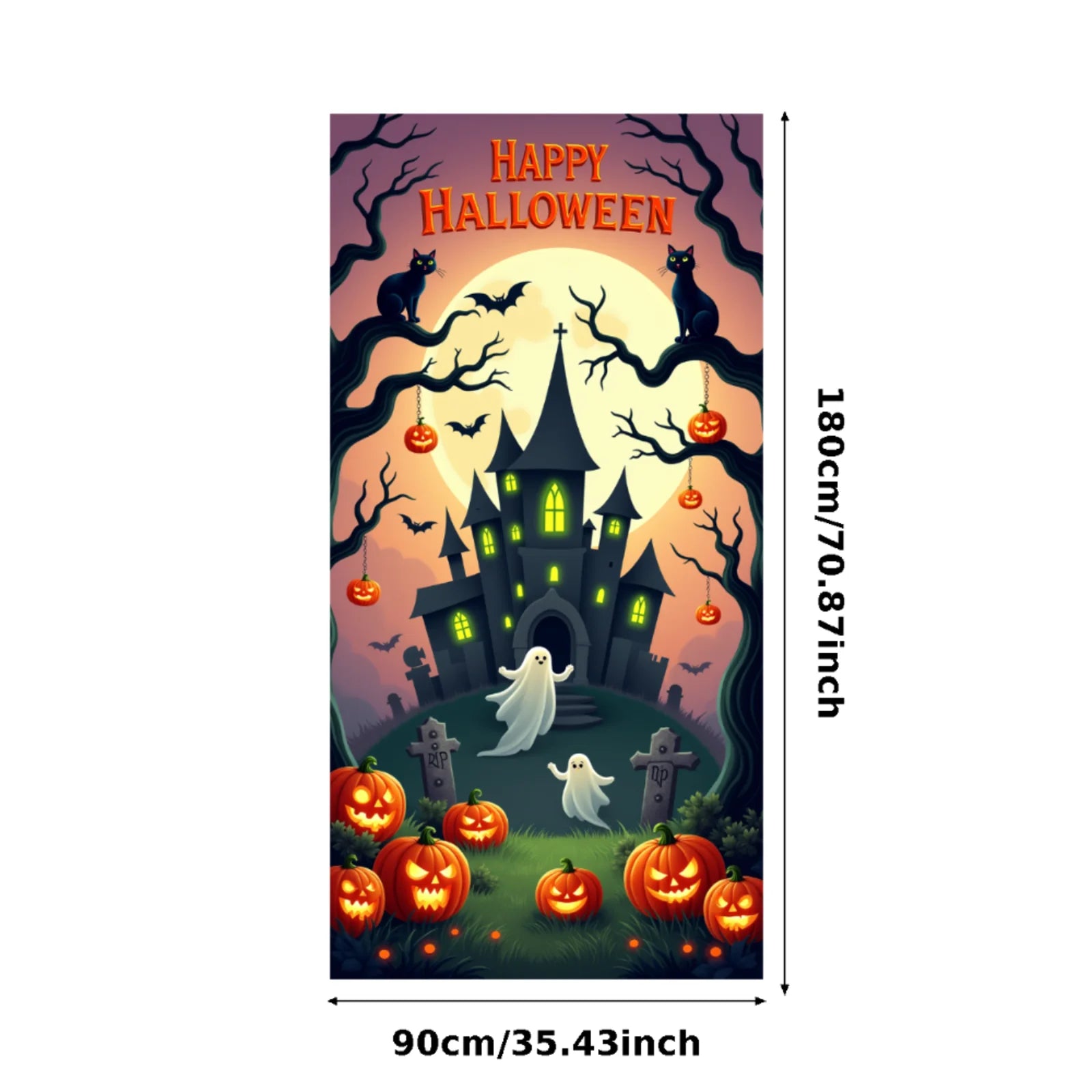 Event-Banner, bunter Druck, Kürbis-Laternen-Banner, Kürbis-Banner, Halloween-Party, Feiertagsfeier, gruselige Tür-Banner-Abdeckung