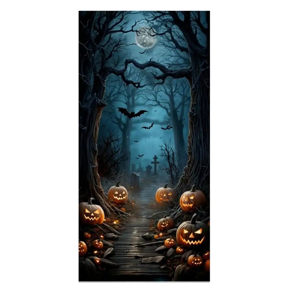 Event-Banner, bunter Druck, Kürbis-Laternen-Banner, Kürbis-Banner, Halloween-Party, Feiertagsfeier, gruselige Tür-Banner-Abdeckung