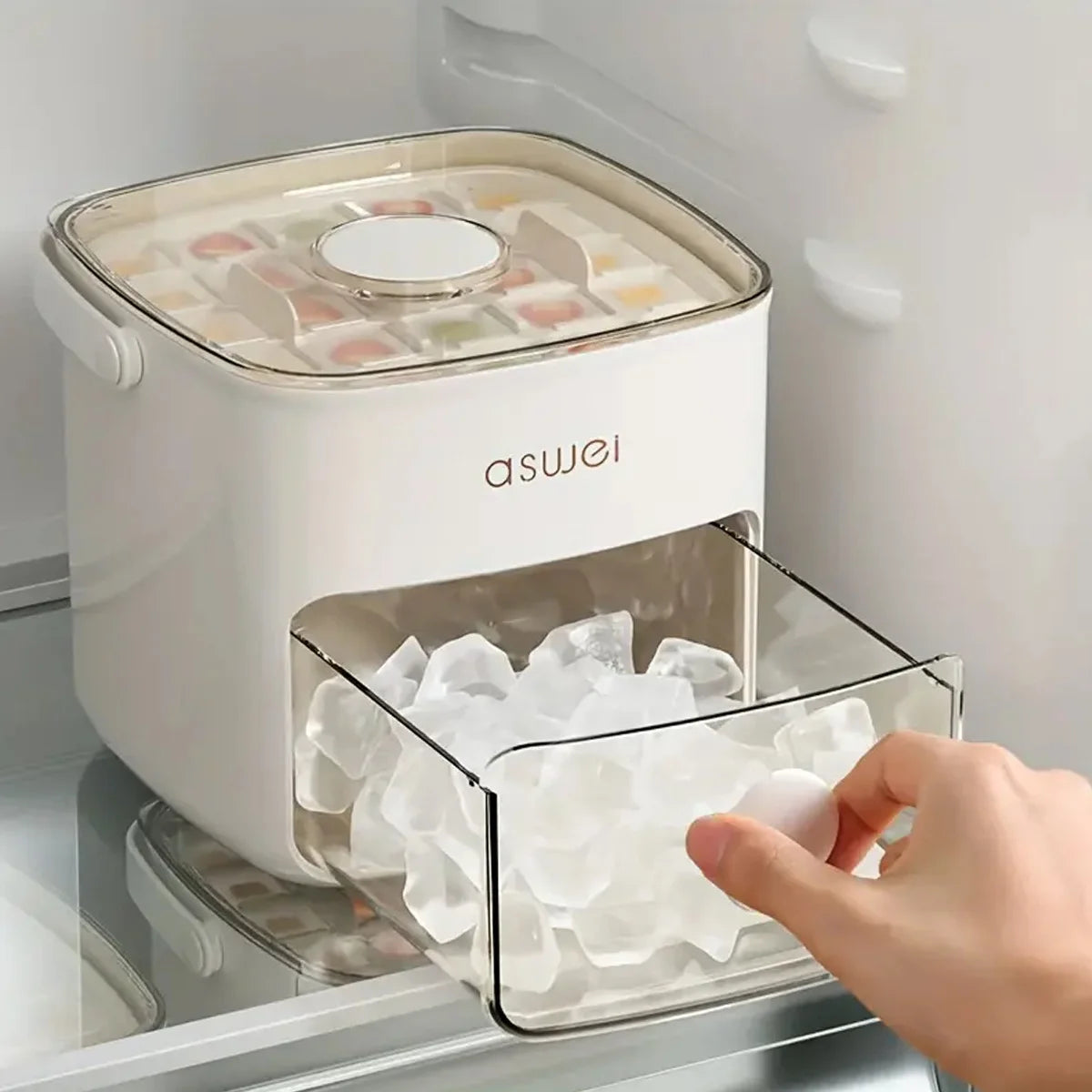 Große Eiswürfelmaschine mit 48 Gittern und leicht zu rutschfestem Doppelschicht-Design – Aufbewahrungstablett aus lebensmittelechtem Kunststoff