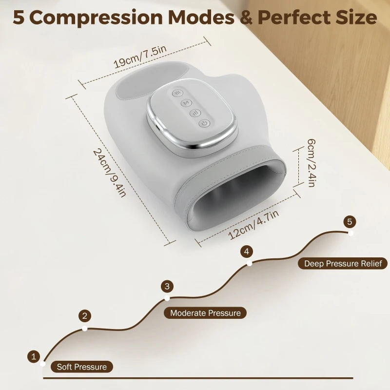 5-stufiges elektrisches Handmassagegerät, Heißkompressen-Massagegerät, Luftkompressions-Vibrationsmassage zur Linderung von Finger- und Handflächenermüdung