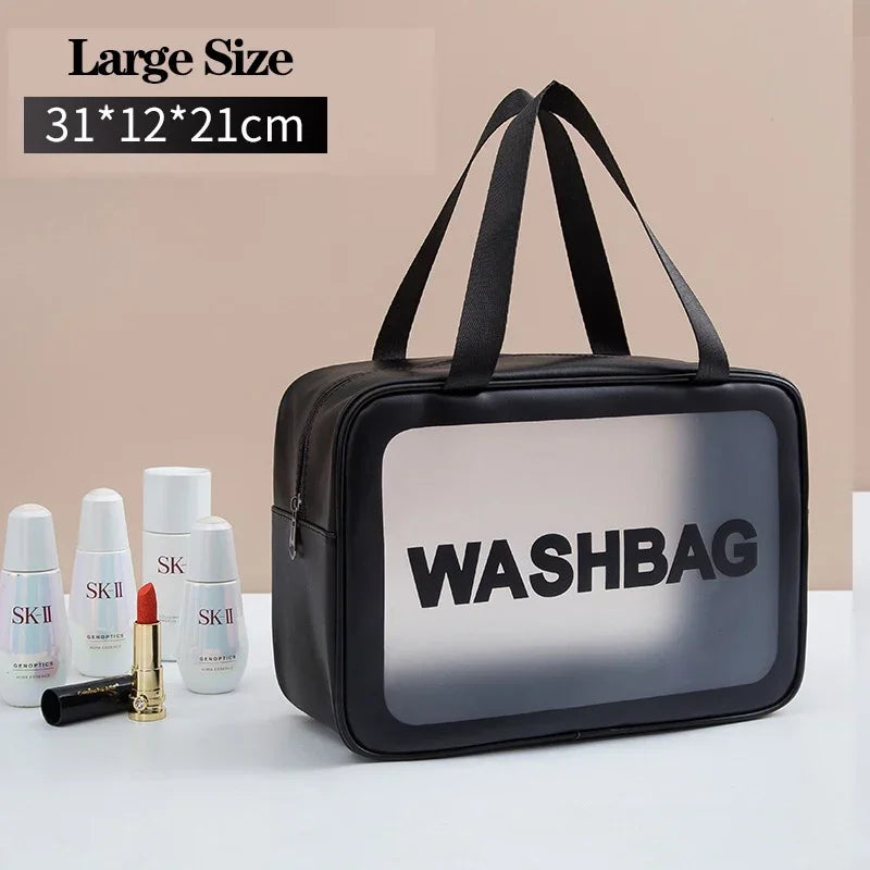 Wasserdichte tragbare Reise-Kulturtasche für Damen, transparent, Make-up-Aufbewahrungstasche, große Kapazität, Kosmetik-Organizer, Schönheitstasche für Damen