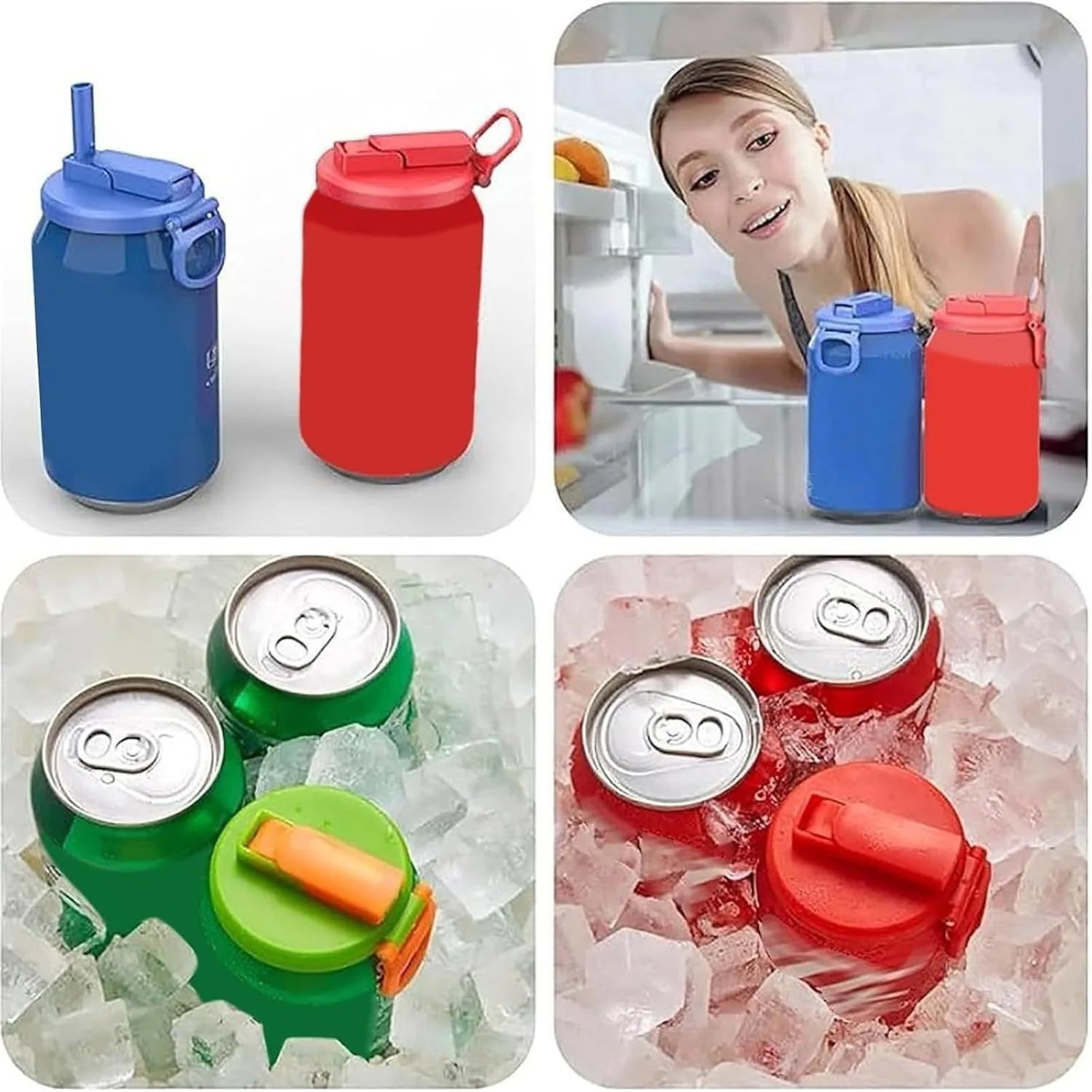Multi-Color Beverage Can Opener Set with Protective Cover And Straw