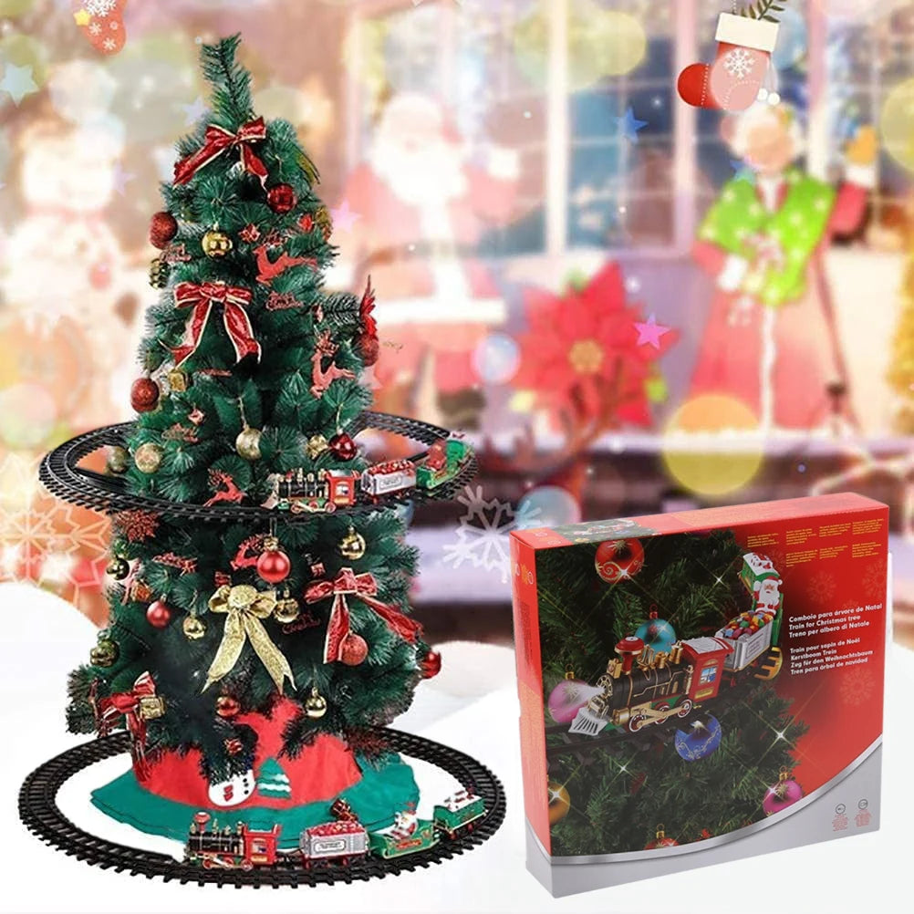 Weihnachtszug-Set mit Geräuschen und Lichtern, elektrisches Schienenauto-Spielzeug, Mini-Zug-Spielzeugset für Weihnachten und Heimdekoration