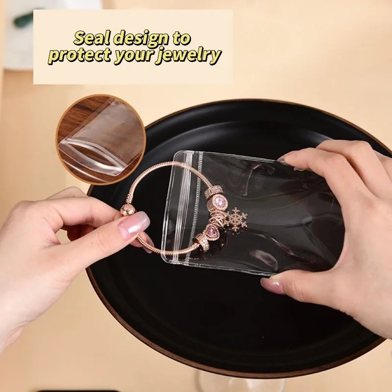 10/50/100 Stück selbstdichtende Zip-Lock-Beutel aus PVC für Schmuck, wiederverschließbar, dick, transparent, mit Druckverschluss, Aufbewahrungsbeutel für Geschenkverpackungen