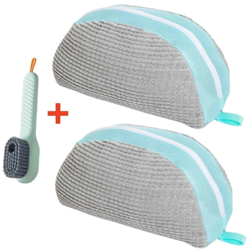 1/2/4-teiliger Schuhwaschbeutel mit flüssigem Schuhbürsten-Set