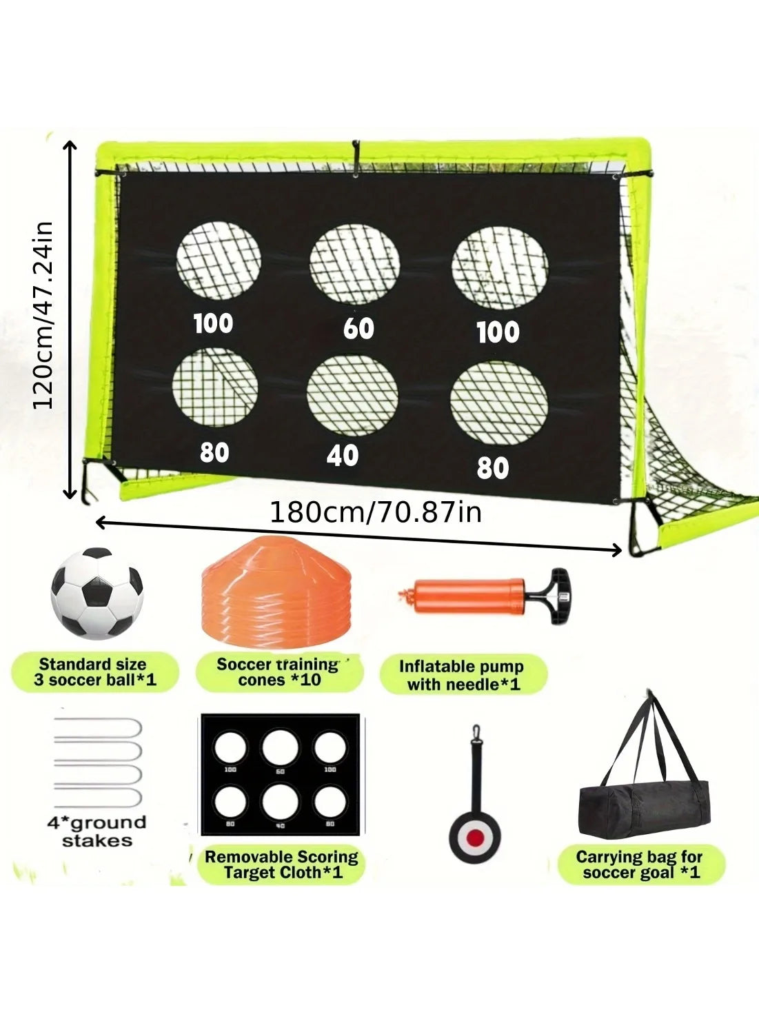 Tragbare Pop-up-Fußball-Target-Trainingsausrüstung mit verschiedenen Konfigurationsmodi; Torset geeignet für Outdoor-Sportarten; Fußball