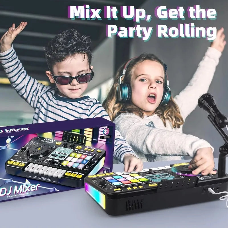 DJ Mischspielzeug für Kinder, multifunktionale Bluetooth-DJ-Tastaturen, Plattenspieler-Controller, Kinder-Musikinstrument, Lernspielzeug