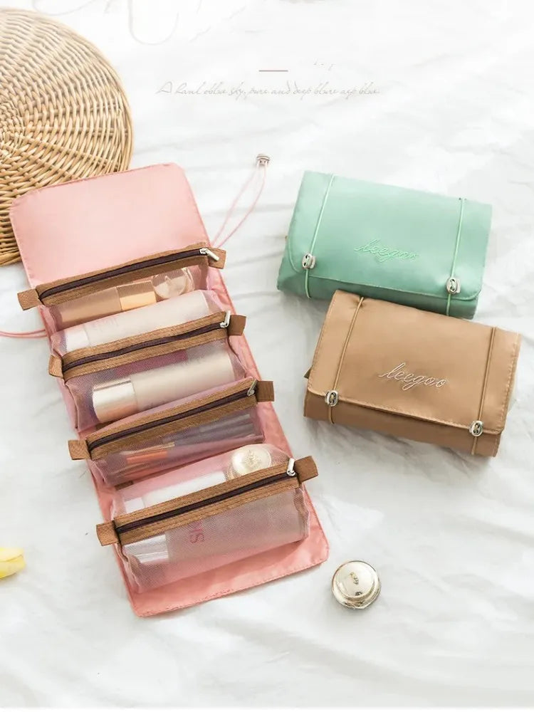 Abnehmbare Kosmetiktasche, tragbar, große Kapazität, 4-in-1-Make-up-Taschen, tragbar, faltbar, Reise-Kosmetik-Aufbewahrungs-Kulturtasche